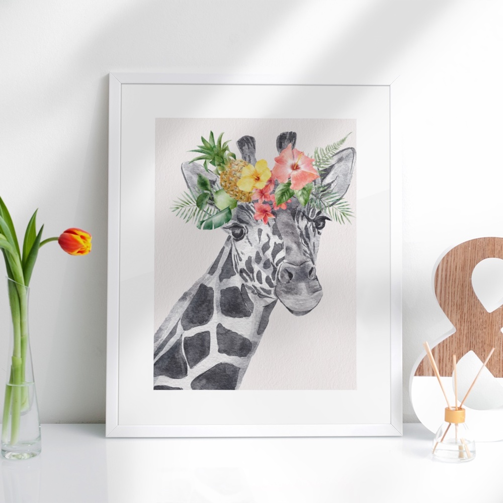 Cute Giraffe Watercolor Wall Art Print Poster Unframed - Picture 4 of 14